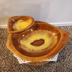 Vintage Maurice Of California #1708 Glazed Pottery Chip And Dip Set